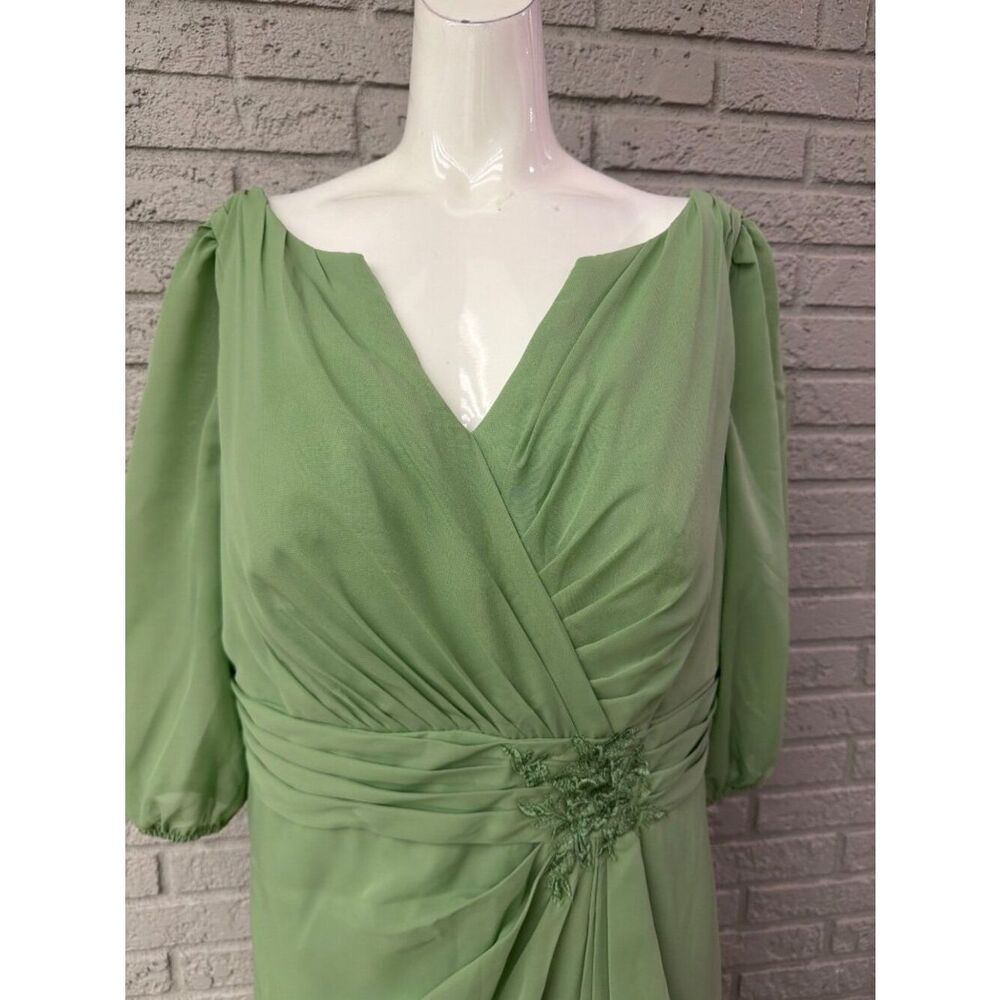 Women's Sage Green Mother Of The Bride A-Line Dress Size 16 - Picture 4 of 10